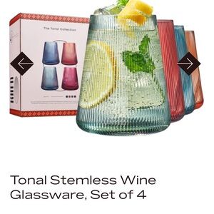 Vibrant Stemless Wine Glass Set by [Brand] - Multicolor